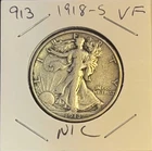 1918-S VF+ Not Common Walking Liberty Silver Half Dollar