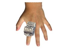Z15 Las Vegas One Arm Bandit Pewter Ladies Ring Adjustable Handmade in Sheffield