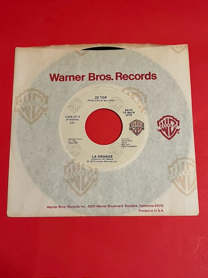 ZZ Top Used 45rpm Vinyl “Tush” & “La Grange” (1973) Warner Brothers - Image 3 of 3