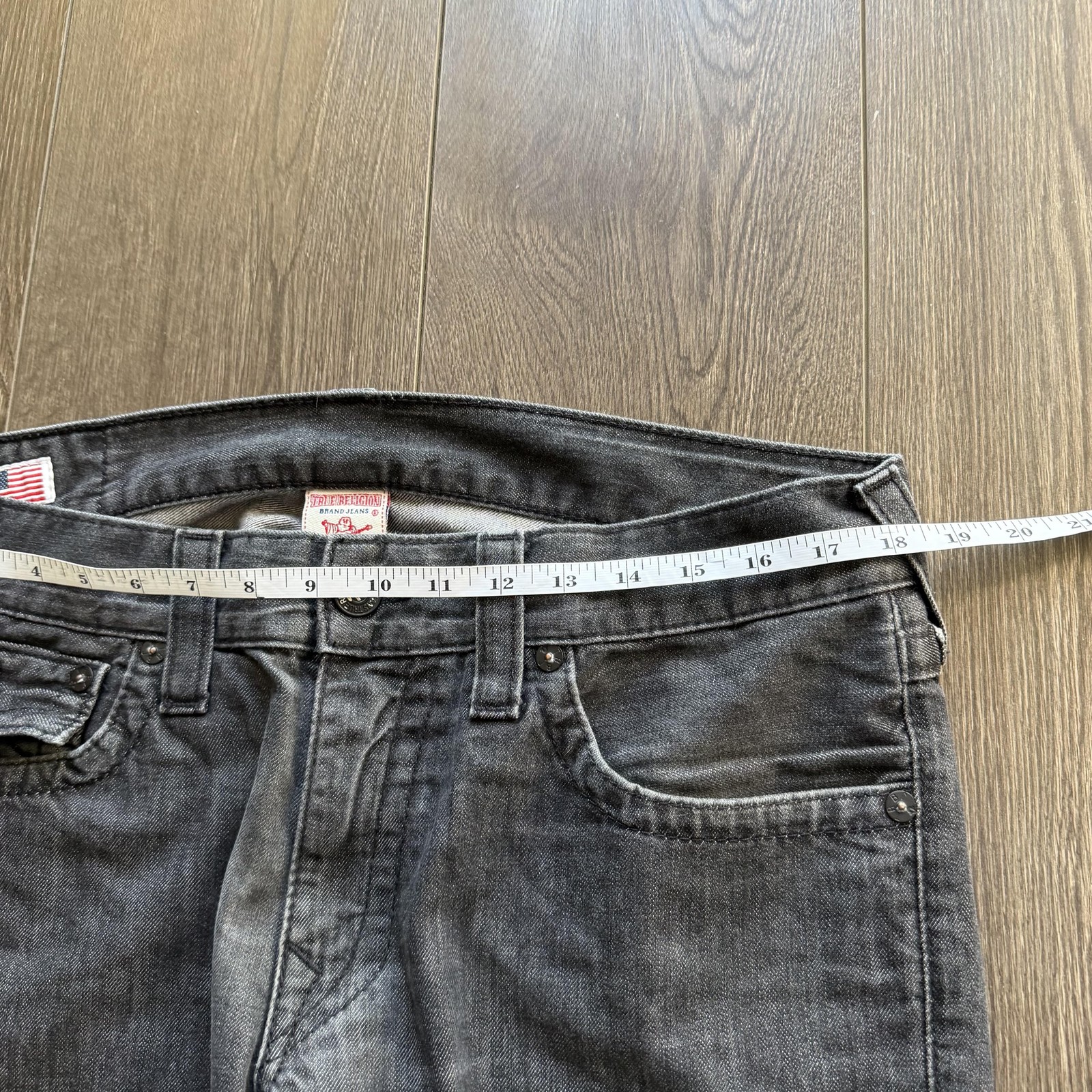 Y2K True Religion Ricky Jeans Mens 34x33 Gray Relaxed Straight Leg Denim USA thumbnail 8