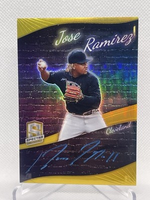 2022 Spectra Jose Ramirez Colorgraphs Gold #ed 10/10  ON CARD AUTO BOOKEND!!