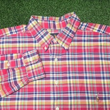 Polo Ralph Lauren Button-Down Shirt Mens XLT Multicolor Plaid EUC