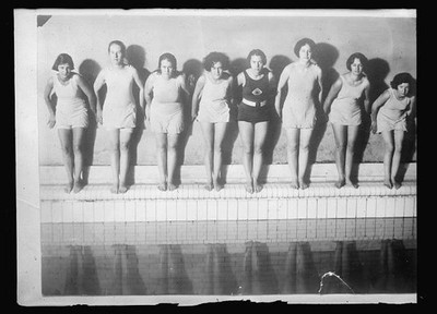 Photo:1920s Women Bathing Suit Pool Edge Dive Team Group Photo
