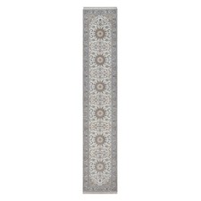 2'9"x14'5" Ivory Nain with Medallions Design Hand Knotted Wool & Silk Runner Rug