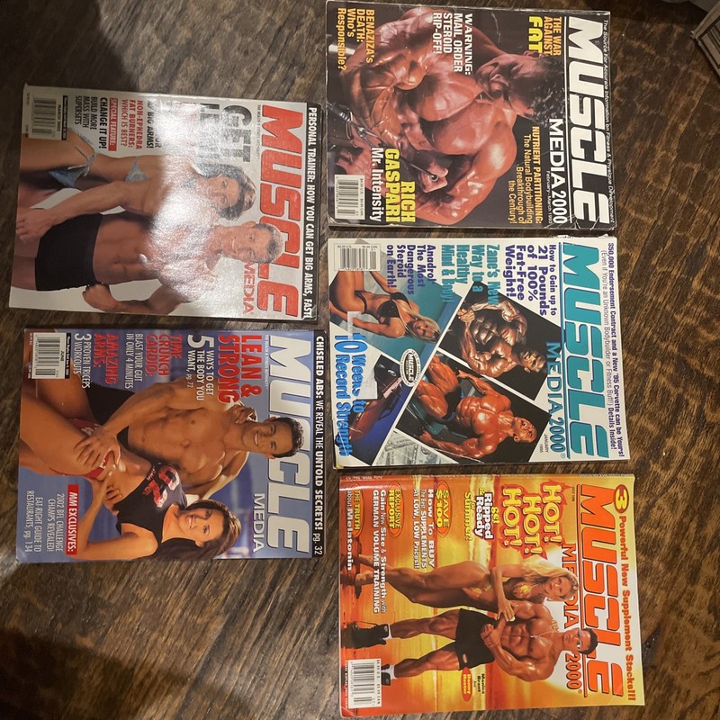 MUSCLE MEDIA 5 Bodybuilding Magazine Lot, 1993 Rich Gaspari & 2000’s Issues. 
