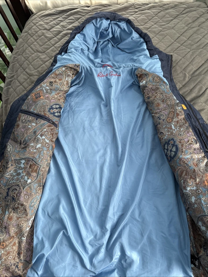 Chaqueta de bombardero acolchada para hombre Robert Graham azul marino repelente al agua XXL Foto 4 de 4