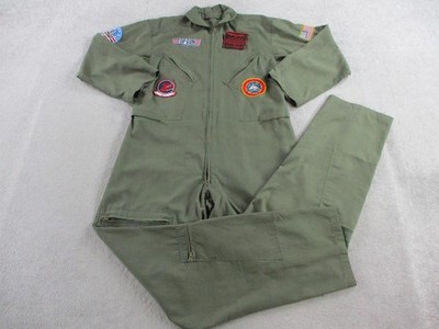 Top Gun Flight Jumpsuit Mens M/L Large Green Pilot Costume Leg Avenue Jump Suit