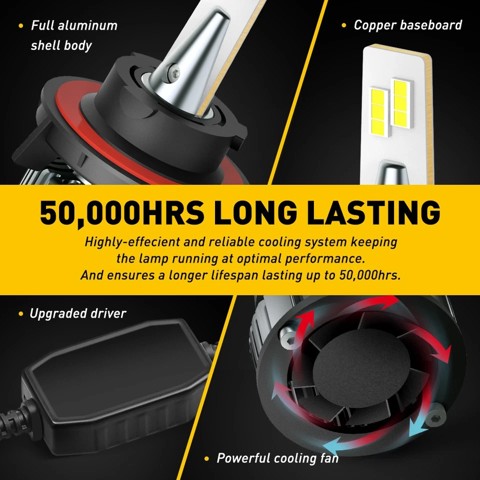 for Dodge Challenger Headlight Bulb LED 2009-2014 9008 H13 Low High Beam 1-10Set - Image 2 of 4