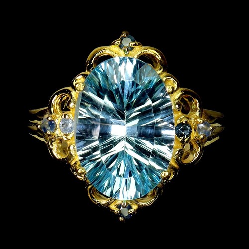 925 Sterling Silver Ring Oval Blue Topaz 14x10mm Sapphire No USA Import ...