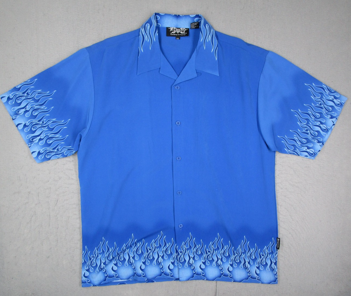 Dragonfly Clothing Company Shirt Mens XXL Blue Flame Print Button 