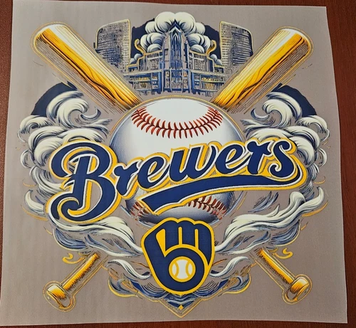 Milwaukee Brewers Colorful 8" DTF Heat Transfer Iron On FREE Shipping (C1/3)