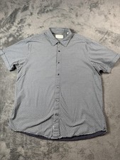 Coastaoro Shirt Mens XL Blue Geometric Short Sleeve Button Up Casual Print
