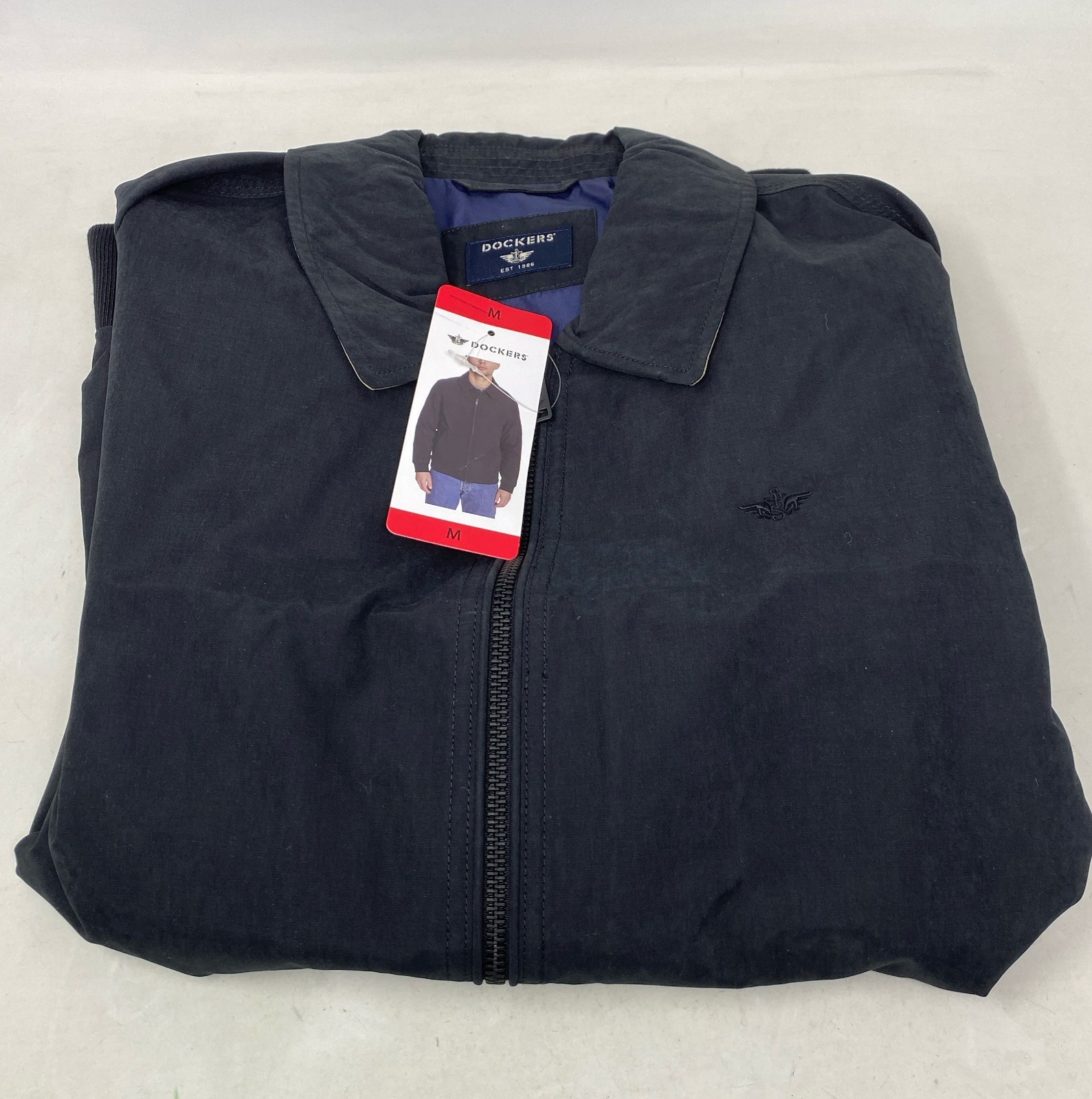 Dockers Men’s Microtwill Bomber Jacket, Black - Size M Laydown Collar, Full-Zip