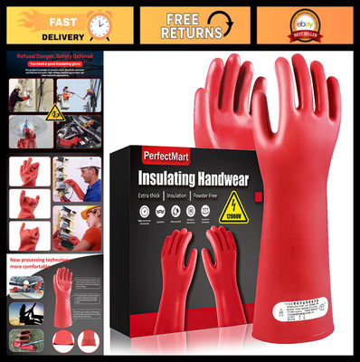 High Voltage Insulating Gloves 1.8mm - Cut & Stab Resistant, 12kVAC/22kVDC, Red