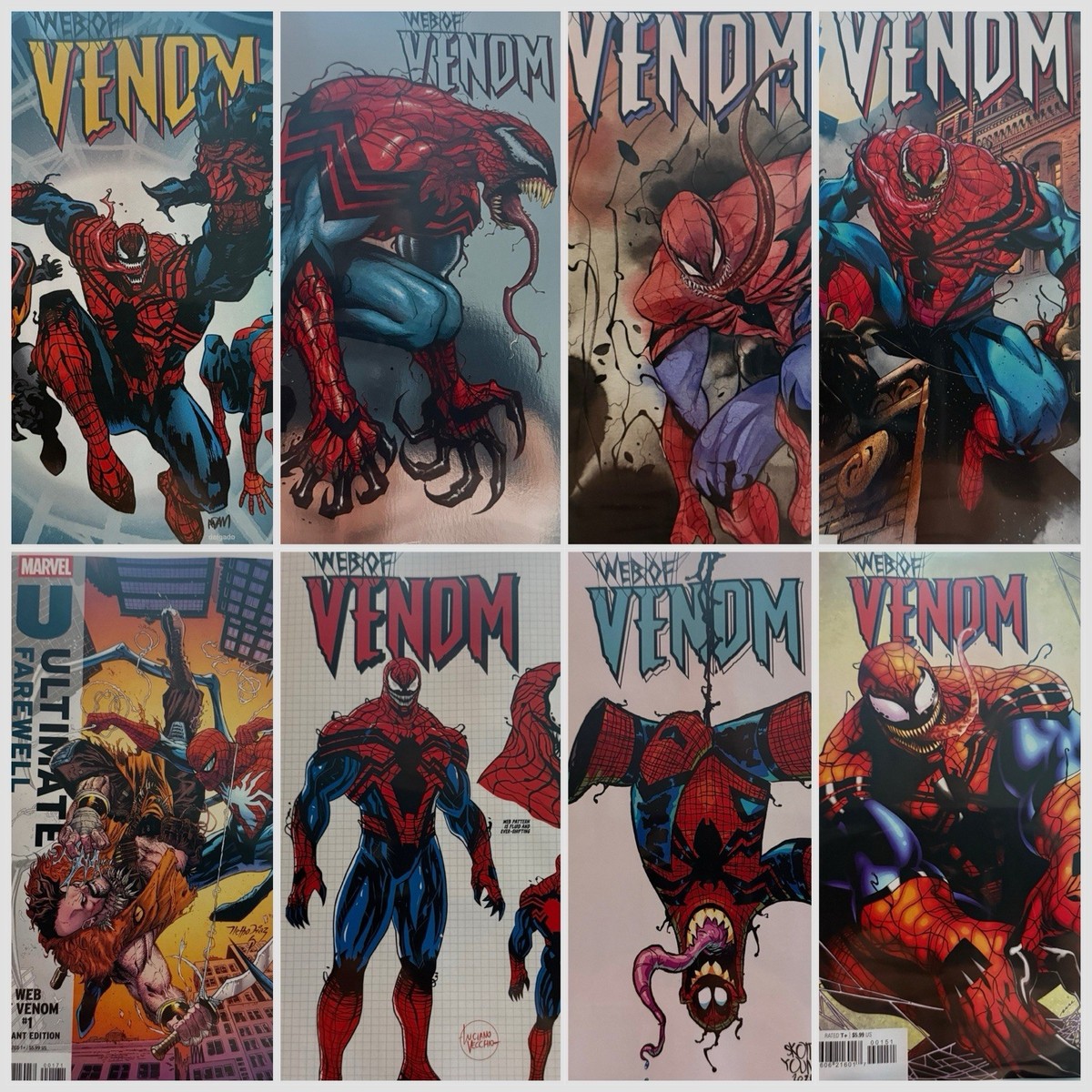 TOMOページ Web of Venom #1 COMPLETE A–H Set (8 Covers) Momoko Young Marvel NM