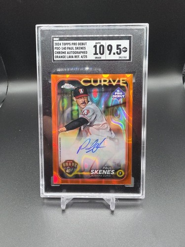 Paul Skenes [Orange Lava Refractor Autograph] #PDC-140 2024 Topps Pro Debut Chrome card