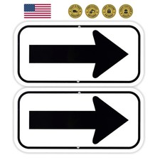 2-Pack Arrow Sign,for Indoor or Outdoor Use  12"x 6" .04" Aluminum Reflective ...