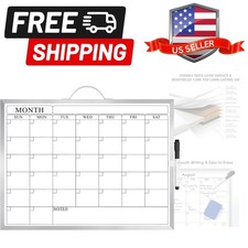 Whiteboard Calendar for Wall, 16"x12" Monthly Whiteboard, Silver Aluminum All...
