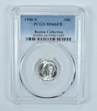 1946-S Roosevelt Dime Boston Collection MS66 FB PCGS Blue Label