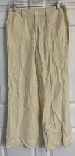 Vintage Lauren Ralph Lauren Wide Leg Silk Linen Cream Trousers Pants 4