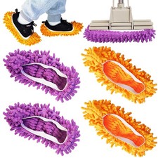 4 Pcs Shoes Cover Dust Duster, Washable Mop Slippers Shoes for Floor Cleaning...