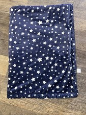 Hudson Baby Blue Blanket White Stars Sherpa Blanket EUC