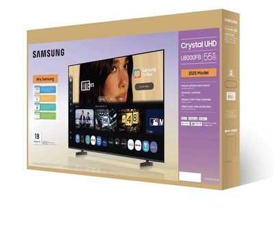 Samsung U8000FB 55'' Crystal UHD 4K LED Smart TV 2025, HDR, Wi-Fi, Remote TM2240A