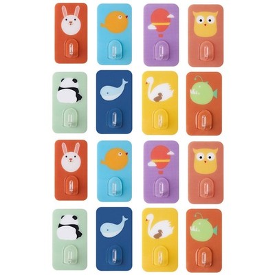 24Pcs Heavy Duty Reusable Wall Hanging Hooks Assorted Colors Self Adhesive