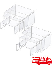 2 Sets Clear Acrylic Display Risers Jewelry Product Stand Shelf Dessert Cupcake