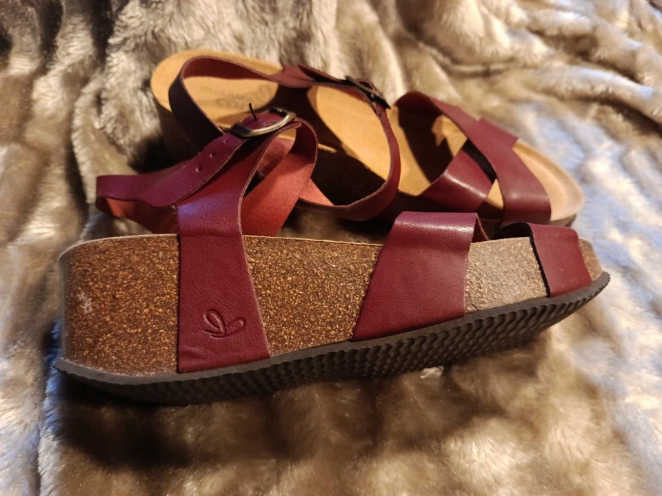 CHAUSSURES FEMME NU PIEDS COMPENSES Marque Pharma Confort 42 Violine Lie De Vin - Photo 2/4