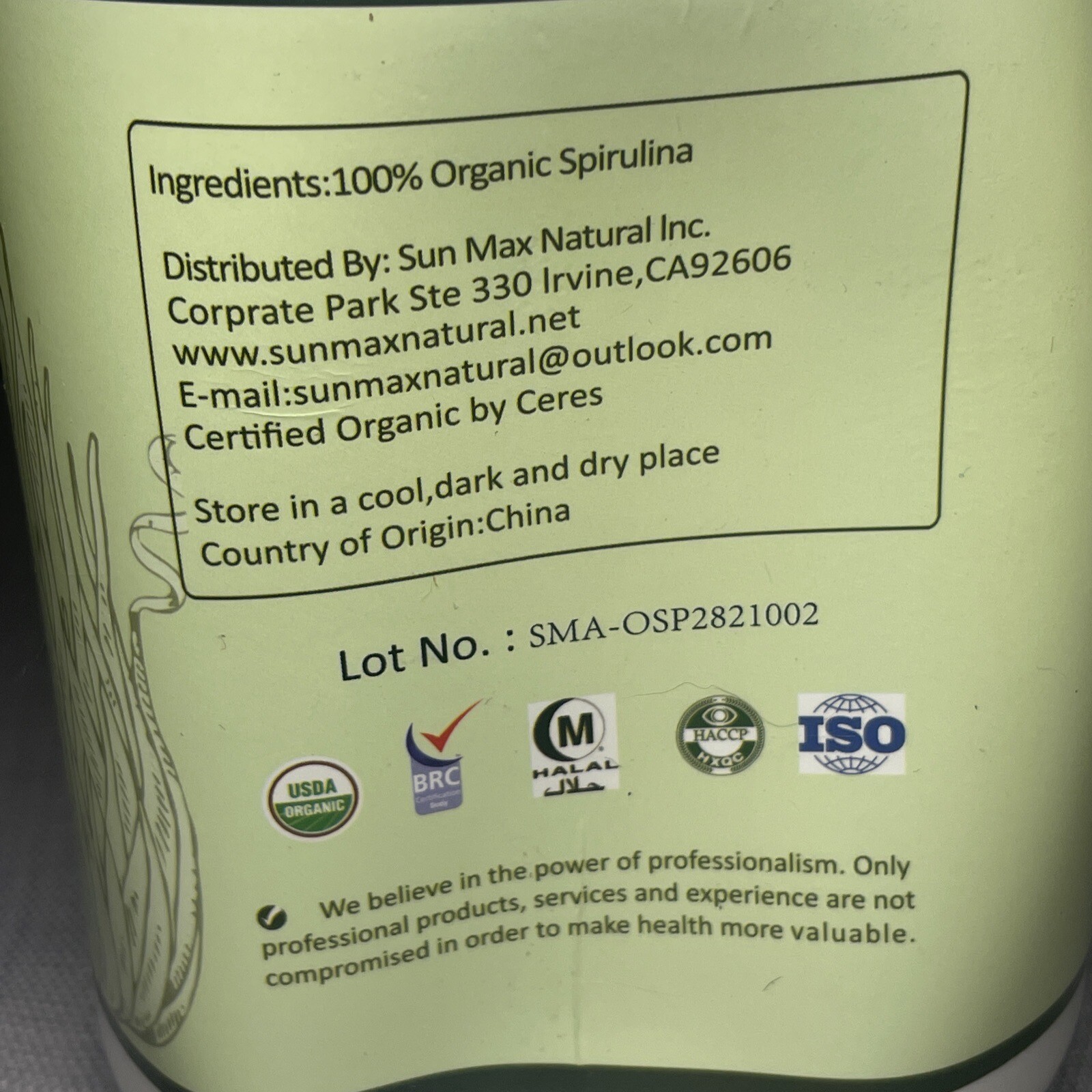 Organic Spirulina Powder 28 Oz/794g NonGMO Vegan Gluten Free Pure Exp