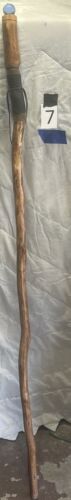 hiking stick Wood Hand Carved, 58”@ Hand, 67” Over