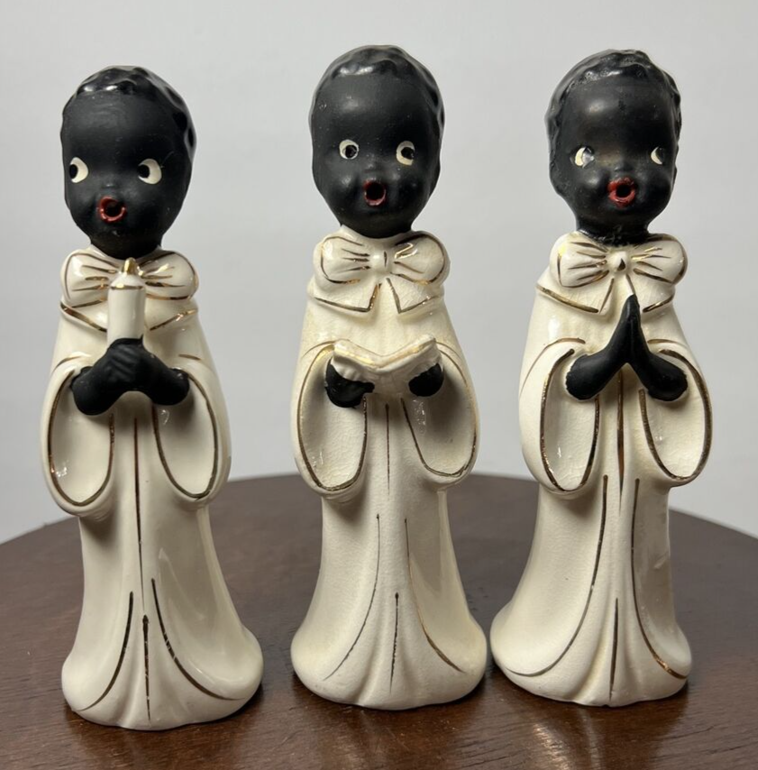Set of 3 VINTAGE Choir Boys African American Figurines Lefton