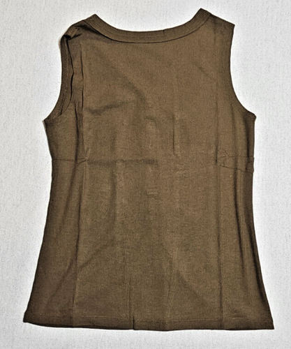 ARTFREE Olive Tank Tops Sleeveless Ribbed Button Spring Casual Henley Women's S - Picture 3 of 5