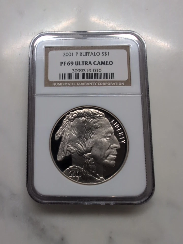 UNITED STATES 2001 P BUFFALO SILVER $1 Older NGC Holder PF 69 ULTRA CAMEO COIN - Image 2 of 4