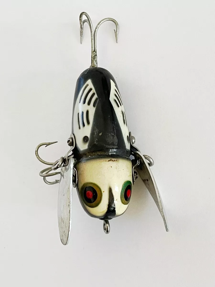 Vintage Heddon Crazy Crawler Red Eyes Black White Head 2100 BWH USA Fishing Lure