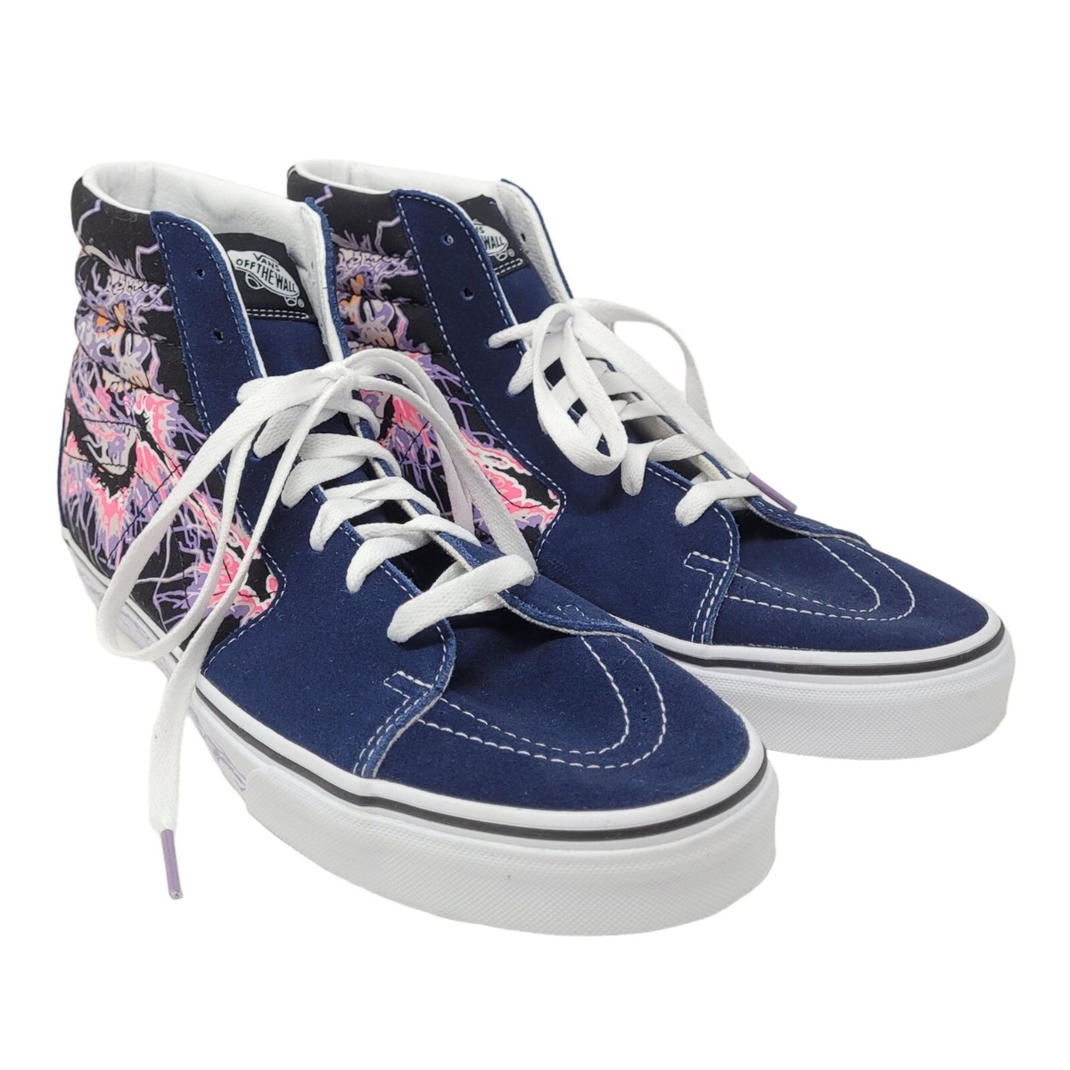 Vans Mens 11.5 Womens 13 Sk8 Hi Zap Navy Blue skull Glow in the