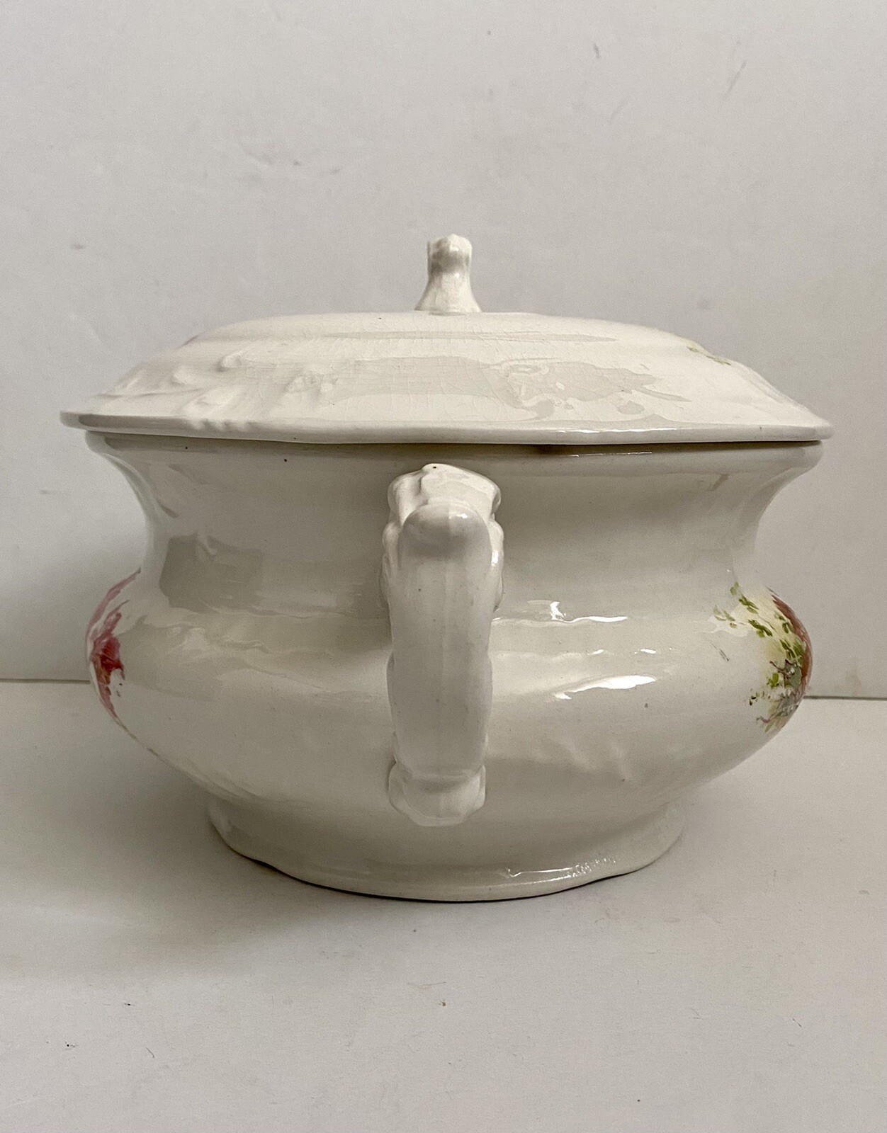 Antique Vintage Althea Ceramic Chamber Pot Yellow Brown Floral