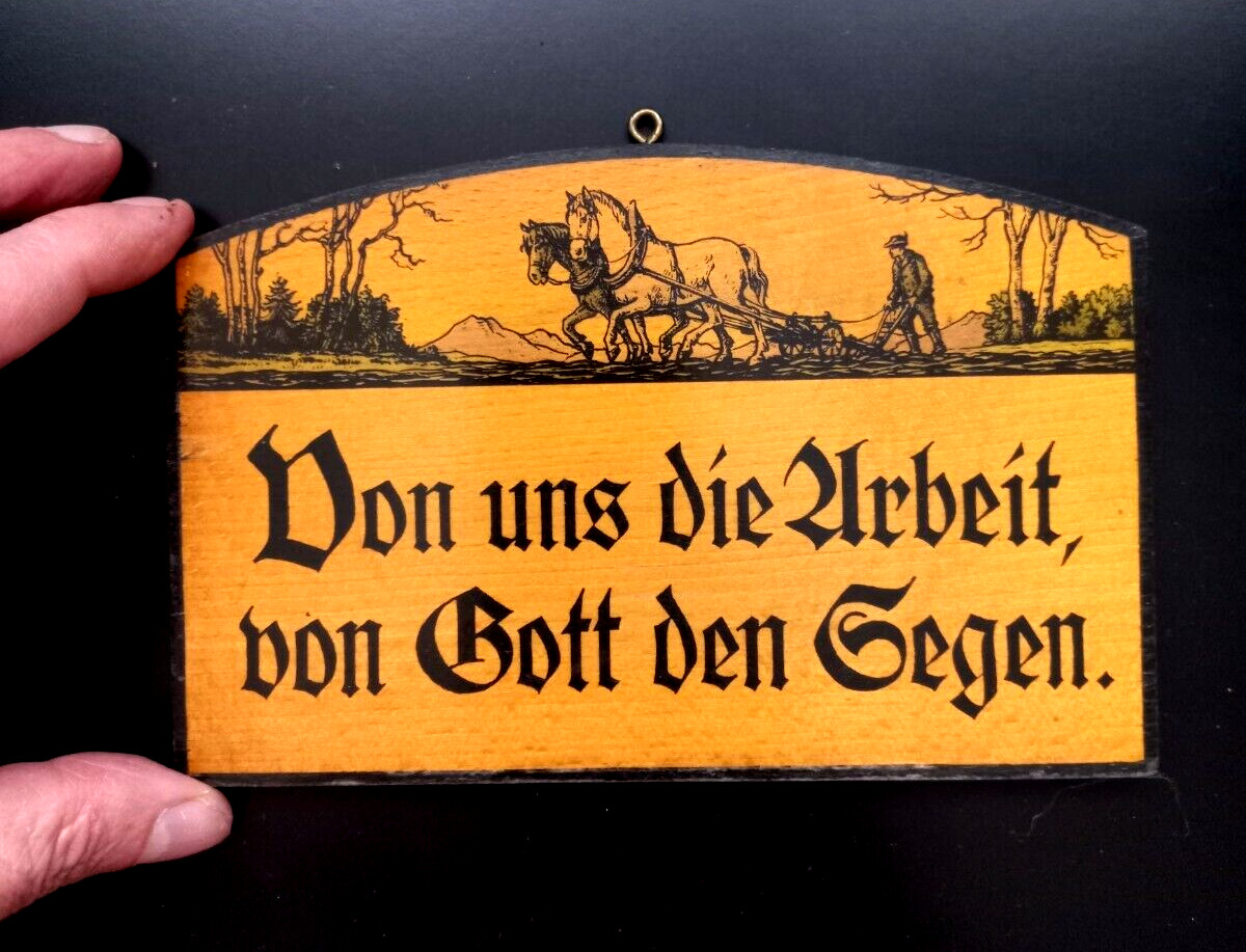 Holz Sprüche. Holzschild „Von uns die Arbeit, von Gott den Segen“ – Handarbeit
