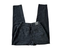 Vtg Lee Original Mom Jeans Women's 10 L Black Wash High Waist Tapered Leg