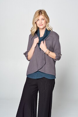 Feather Waffle Bolero in color Graphite