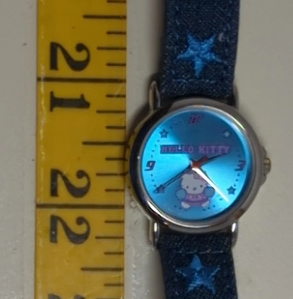 Reloj Pulsera Hello Kitty Azul Denim Correa Analógico Sanrio Niñas Niños Moda Foto 4 de 4