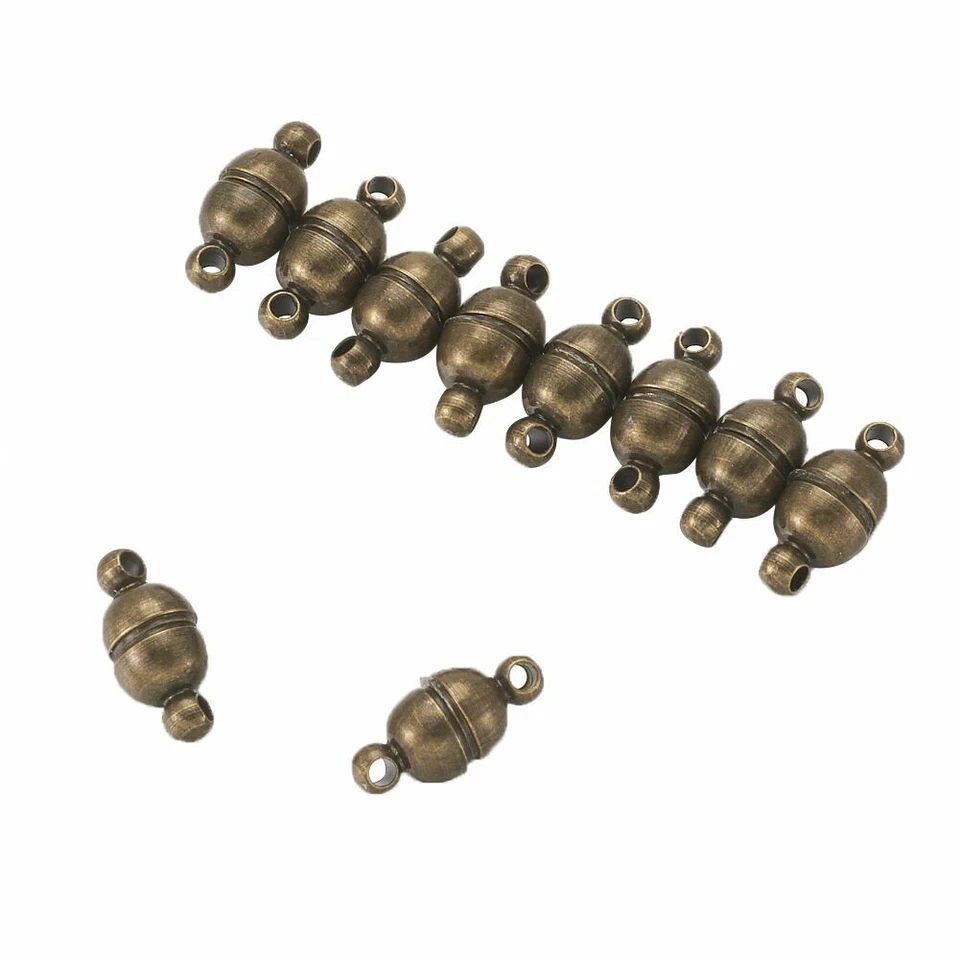 10 Set Oval Brass Magnetic Clasps Mini Nickel Free Clasps Antique Bronze 11x5mm - Image 3 of 4