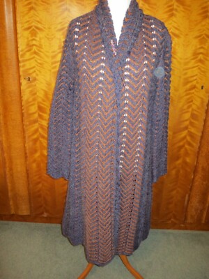 BIBA lange Strickjacke mauve gold 2 aufgesetzte Taschen Langarm Rand zu Rand 48''