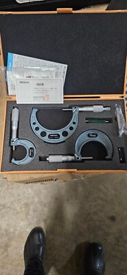 Mitutoyo 103-922 Outside Micrometer Set with Standards, 0-3'' Range, 0.0001'' Grad