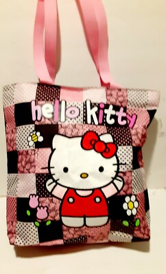 SANRIO Hello Kitty Canvas Tote Bag Dance bag Overnight Bag Authentic  squares