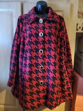 Bob Mackie Wearable Art Long Sleeve Coat Red Houndstooth Size M
