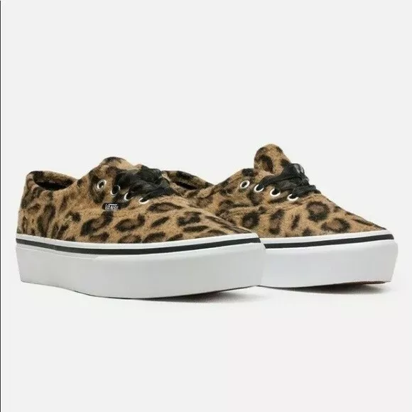 Brown fuzzy hot sale high top vans