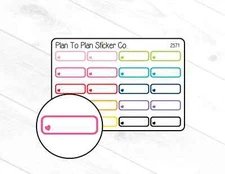 2571~~Stitched Box with Heart Planner Stickers.