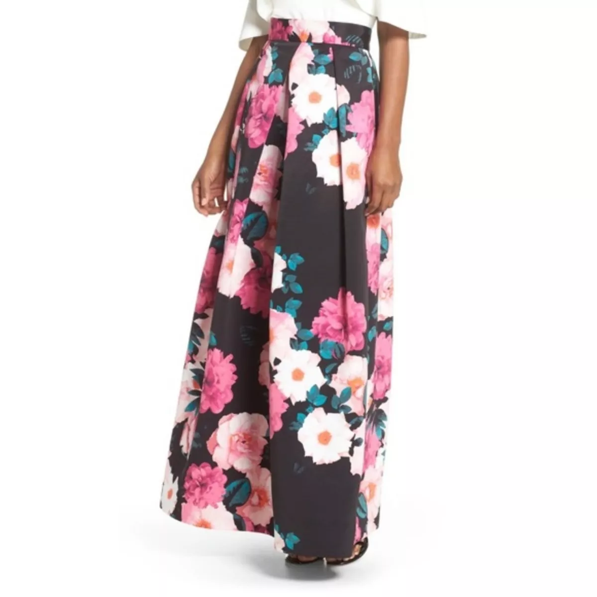 Eliza j pleated maxi clearance skirt